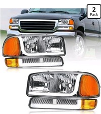 DimFlux LED DRL Headlights for 99-07 GMC Sierra 1500 99-06 Yukon Chrome Housing picture