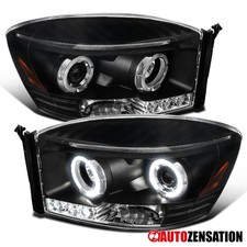 Fit 2006-2009 Dodge Ram 1500 2500 3500 Black LED Halo Projector Headlights Lamps picture