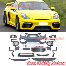 For 2017-2025 Porsche 718 Boxster Cayman GT4 Style Front Bumper + HL Washer Hole picture