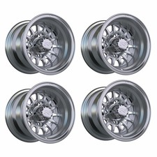 Set of 4 Golf Cart GTW Medusa 10 inch Machined and Silver Wheels With 3:4 Offset picture
