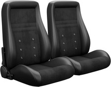 Universal PVC & Suede OBS Seats w Dual Sliders Low Back Racing Bucket Seats  picture