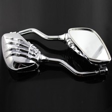 8mm 10mm Chrome Skeleton Skull HandClaw Motorcycle Rearview Mirrors Universal picture