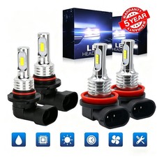 H11 9005 LED Headlight KIT Combo Bulbs 10000K High&Low Beam Super Bright White picture