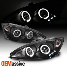 Fits 2002-2006 Toyota Camry Le Se Dual Halo Projector Black Headlights LH+RH picture