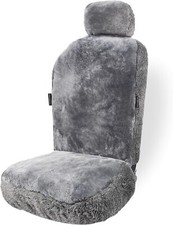 Genuine Sheepskin Gray Seat Cover Universal Fit Car Full Seat Furry Cover picture