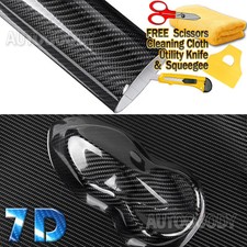 7D Premium Super Gloss Black Carbon Fiber Vinyl Wrap Bubble Free Air Release 6D picture