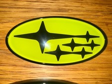 subaru emblem overlay from subimods neon yellow/lime color picture