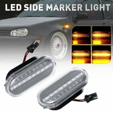 2X Clear Sequential LED Side Marker Bumper Turn Signal Lights for VW MK4 Jetta J picture