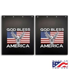 GOD BLESS AMERICA EAGLE Mud Flaps Poly  24” X 30” Logo (pair) RED/WHITE/BLUE picture