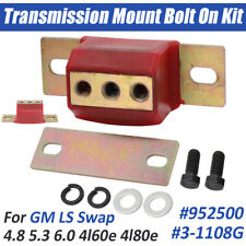 Red Polyurethane For GM LS Swap Transmission Mount Kit - 4.8 5.3 6.0 4l60e 4l80e picture