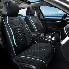 Car Seat Covers Front 2 Pack Universal Nappa Leather Waterproof Black&Blue Seats picture