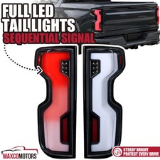 Fits 2019-2026 Chevy Silverado 1500 Black Tail Lights LED Sequential Brake Lamps picture