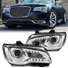 2P Headlights For 2015-2023 Chrysler 300 Chrome Halogen LED DRL Projector LH&RH picture