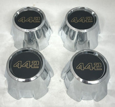 NEW 1985-1987 OLDSMOBILE OLDS CUTLASS 442 Wheel CHROME Center Hub Cap SET OF 4 picture