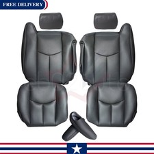 Fits 2003 - 2006 Chevy Silverado Driver & Passenger Leather seat cover Drak Gray picture