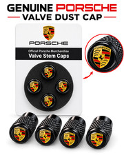Porsche-Style Premium OEM Tyre Valve Dust Caps (4x) in Gloss Black picture