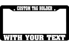 CUSTOM PERSONALIZED WHITE TEXT customized black (Metal) License Plate Frame   picture