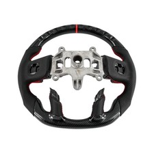 Fit 19-24 Dodge Ram 2500 Carbon Fiber Style Leather Steering Wheel D-Shape Flat picture