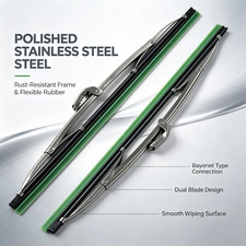 For Classic Vehicle Windshield Wipers 13 inch Polished Stainless Steel picture