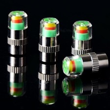 USA- 4 Pack Tire Pressure Valve Stem Caps 3 Color PSI Alert Indicator Universal picture