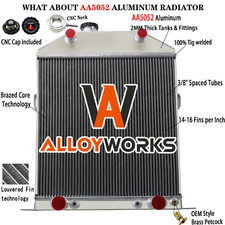 3-Row Aluminum Radiator for 1942-48 Ford Super Deluxe Deluxe FLATHEAD ENGINE. picture