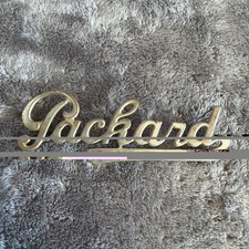 Vintage PACKARD SCRIPT EMBLEM 4-3/4” Long Patina OLD AUTO PART picture