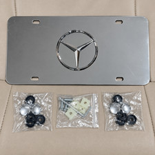 Mercedes-Benz Chrome Logo License Plate Front Vanity Tag With Mounting Hardware picture