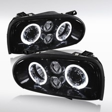 Fit 1993-1998 VW Golf MK3 95-98 Cabrio Smoke LED Halo Projector Headlights Lamps picture