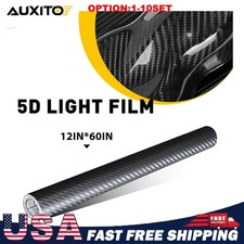 30x152cm 5D Carbon Fiber Black Vinyl Foil Film Car Wrap Roll Sticker Decal Gloss picture