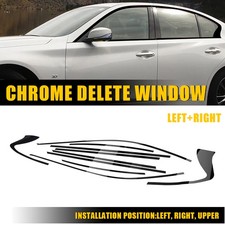 Chrome Delete Blackout Overlay for 2014+ Infiniti Q50 Q50S Sedan Window Trim picture