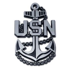 U.S. Navy Anchor - USN 3.25” x 2” Chrome Auto Emblem picture