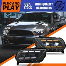 2x Full LED Headlight For Ford Mustang 2010-2014 Sequential Animation Front Lamp picture