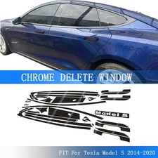 Glossy Black Chrome Delete Window Trims For Tesla Model S 2014-2020 picture