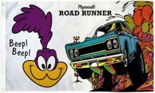 Plymouth Road Runner White Flag 3x5 FT Banner Flag Car Show Racing Garage picture