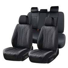 FLORICH Leather Seat Covers Full Set Seat Covers Black Cars SUV Trucks, Black picture