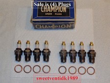 (4) .. Champion 3X Spark Plugs .. ‘Brass Hat’.. 2 Ring .. take-apart design picture