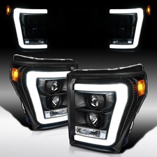 Fit 2011-2016 Ford F250 F350 F450 Black LED Bar Projector Headlights Lamps 11-16 picture