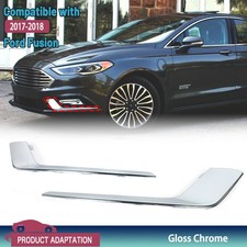 Pair New For 2017 2018 Ford Fusion Chrome Front Bumper Fog Light Lamp Strip Trim picture