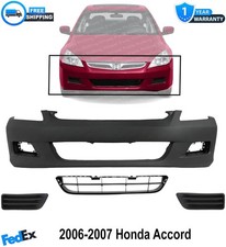 Front Bumper Cover Paintable & Fog Lights Cover Kit For 2006-2007 Honda Accord picture