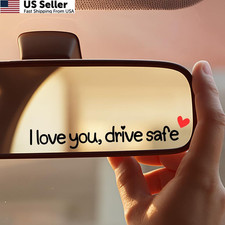 3PCS I Love You Drive Safe Mirror Sticker, Vinyl Car Black and Red Heart picture