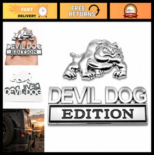 3D Metal Emblem Badge - Navy Devil Dog Bulldog, Silver & Black, Car Decor, Gift picture