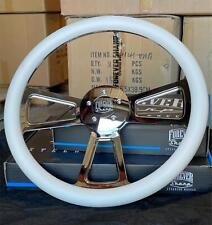 18 Inch Chrome Semi Truck Steering Wheel with White Vinyl Grip - 5 Hole picture