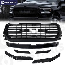 Gloss Black Front Bumper Grille Trim Molding Set For 2019-2023 Dodge Ram 1500 picture