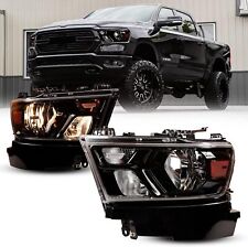 Black Clear For 2019-2023 Dodge Ram 1500 Headlights Halogen Lamps Left+Right picture