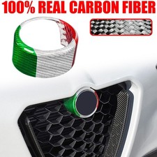 Tricolor Carbon Car Front Emblem Badge Ring Cover For Alfa Romeo Stelvio 2017-20 picture