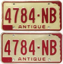 Nebraska 1972-1975 Historical Antique Vehicle License Plate Pair 4784-NB Nice picture