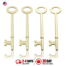 Skeleton Key Set Universal Brass-Colored Iron for Antique Furniture Old Doors picture
