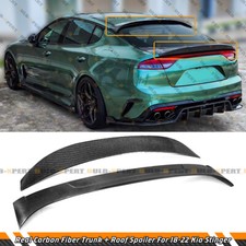 FOR 2018-23 KIA STINGER REAL CARBON FIBER REAR TOP ROOF + HIGHKICK TRUNK SPOILER picture