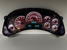 03-05 Silverado Speedometer Gauge Cluster w/ Trans Temp Red / White REBUILT picture