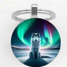 Aurora Lone Wolf Pattern Keyring Keychain Great Gift Giving Idea picture